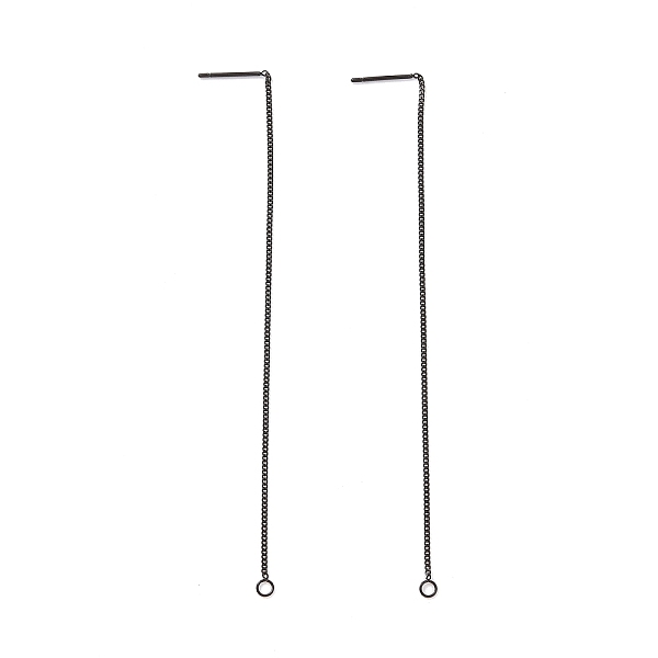 

PandaHall 304 Stainless Steel Stud Earring Finding, with Hole, Ear Thread, Electrophoresis Black, 109x1x0.4mm, Hole: 1.7mm, Pin: 0.7mm 304...