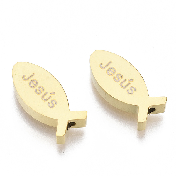 

PandaHall 304 Stainless Steel Beads, for Easter, Jesus Fish/ Christian Ichthys Ichthus, Golden, 14.5x6.5x3mm, Hole: 2mm 304 Stainless Steel...