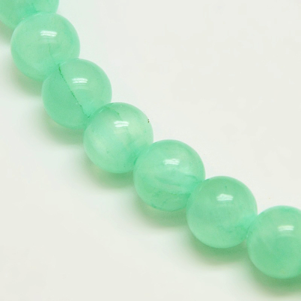 

PandaHall Dyed Natural Green Jade Beads Strands, Round, Turquoise, 8mm, Hole: 1.5mm, about 46pcs/strand, 15.74 inch Green Jade Round Green