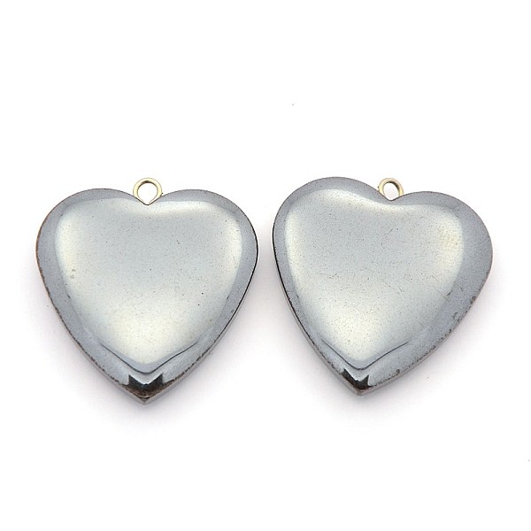 

PandaHall Non-magnetic Synthetic Hematite Pendants, Grade AA, with Brass Findings, Heart, 27x25x6mm, Hole: 1.5mm Non-magnetic Hematite Heart