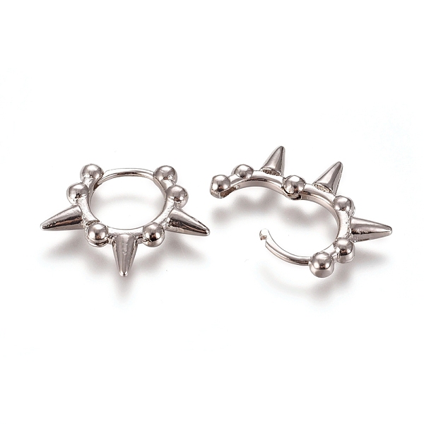 

PandaHall Punk Style Brass Hoop Earrings, Platinum, 22x18x3.3mm, Pin: 1mm Brass