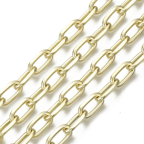 

PandaHall Unwelded Iron Paperclip Chains, Drawn Elongated Cable Chains, with Spool, Real 16K Gold Plated, Real 16K Gold Plated, 13.6x7x2mm...