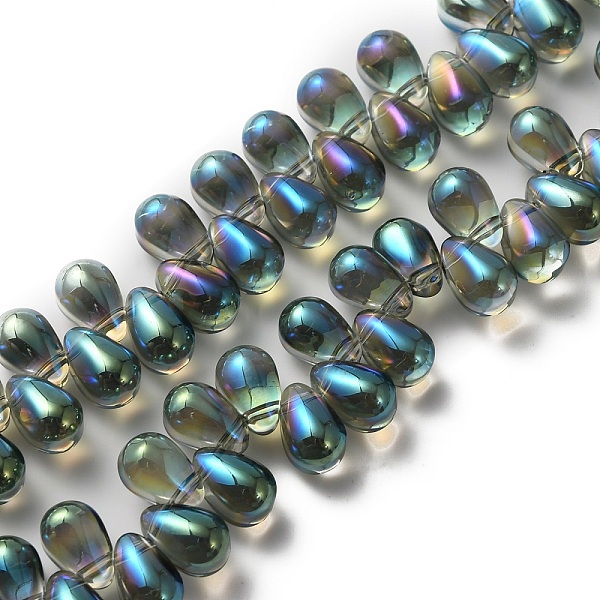 

PandaHall Electroplate Glass Beads, Top Drilled, Teardrop, Light Sea Green, 8.5x5x5.5mm, Hole: 0.8mm Glass Teardrop