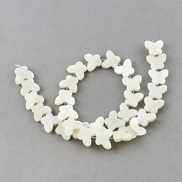 

PandaHall Natural Sea Shell Beads Strands, Butterfly, Creamy White, 11.5x14~15x3mm, Hole: 0.8~0.9mm, about 30pcs/strand, 11.4 inch Other Sea...