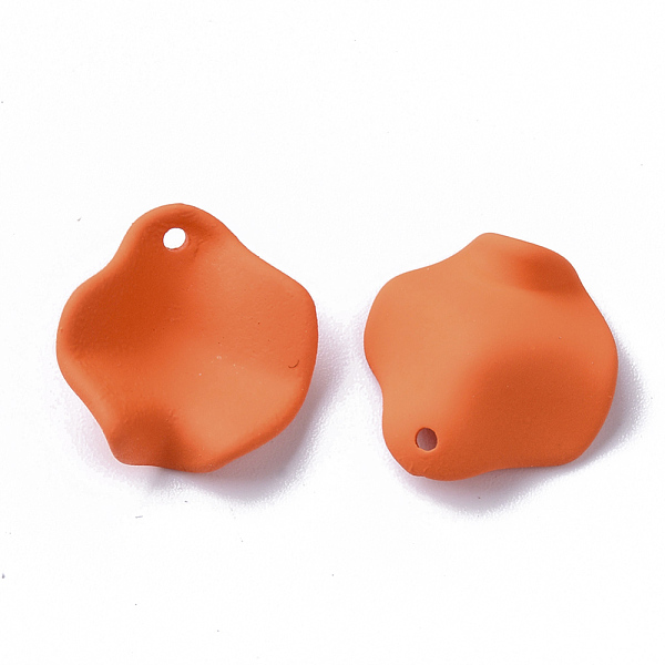 

PandaHall Spray Painted Acrylic Pendants, Rubberized Style, Petal, Coral, 16x15x5~6mm, Hole: 1.4mm Acrylic Others Red