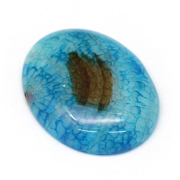 

PandaHall Oval Dyed Natural Crackle Agate Cabochons, Dodger Blue, 40x30x6~8mm Crackle Agate Oval Blue