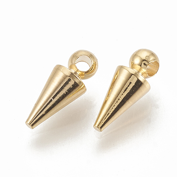 

PandaHall Brass Charms, Cone, Nickel Free, Real 18K Gold Plated, 10x4mm, Hole: 1mm Brass Cone