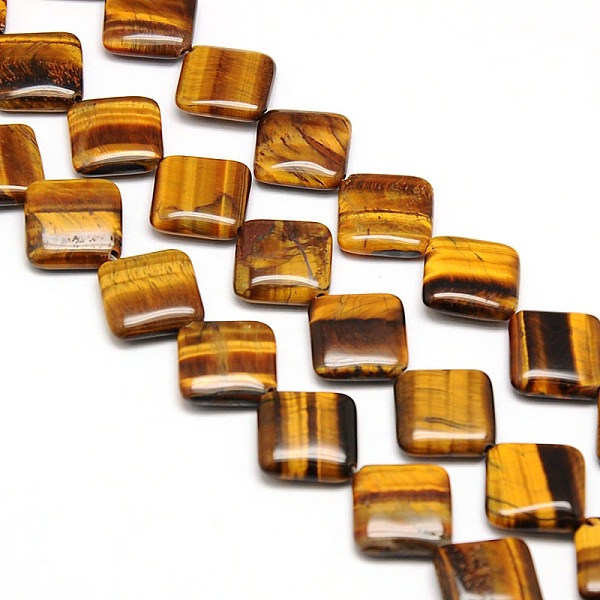 

PandaHall Natural Rhombus Tiger Eye Beads Strands, 18~19x18~19x6mm, Hole: 1mm, about 22pcs/strand, 15.74 inch Tiger Eye Rhombus