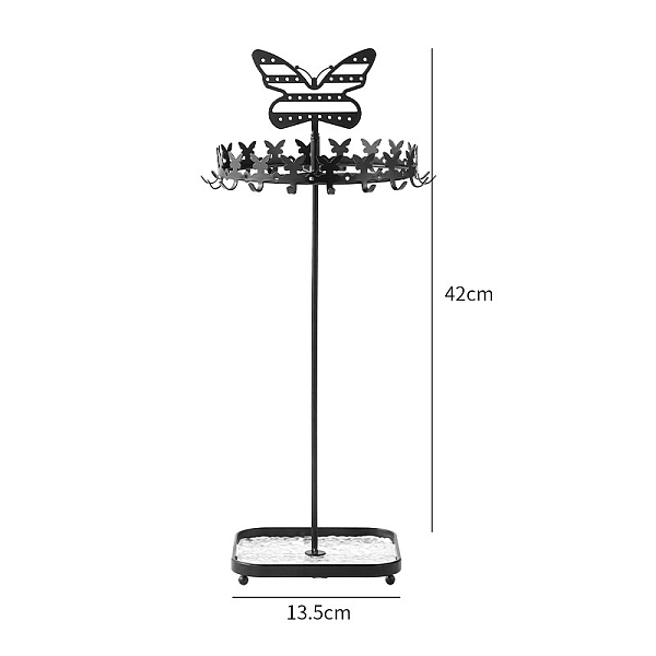

PandaHall Detachable Iron Ornament Display, Acrylic Tray, Butterfly, Black, 135x42cm Iron Black