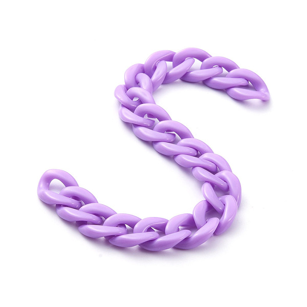 

PandaHall Handmade Opaque Acrylic Curb Chains, Lilac, Links: 19x13.5x4.5mm, 39.37 inch(1m)/strand Acrylic Purple