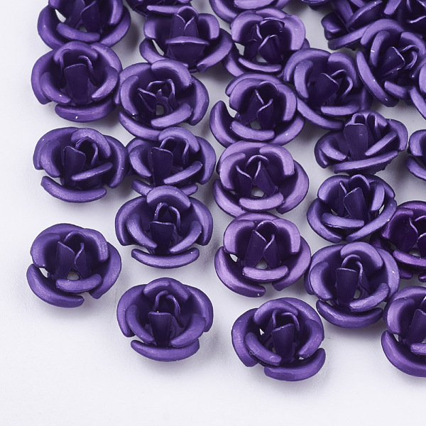 

PandaHall Aluminum Beads, Frosted, Long-Lasting Plated, 3-Petal Flower, DarkSlate Blue, 6x4.5mm, Hole: 0.8mm Aluminum Flower Blue