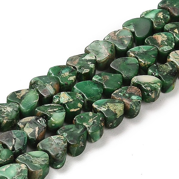 

PandaHall Synthetic Regalite/Imperial Jasper/Sea Sediment Jasper Beads Strands, Dyed, Heart, Green, 5x6x3~3.5mm, Hole: 1.2mm, about...