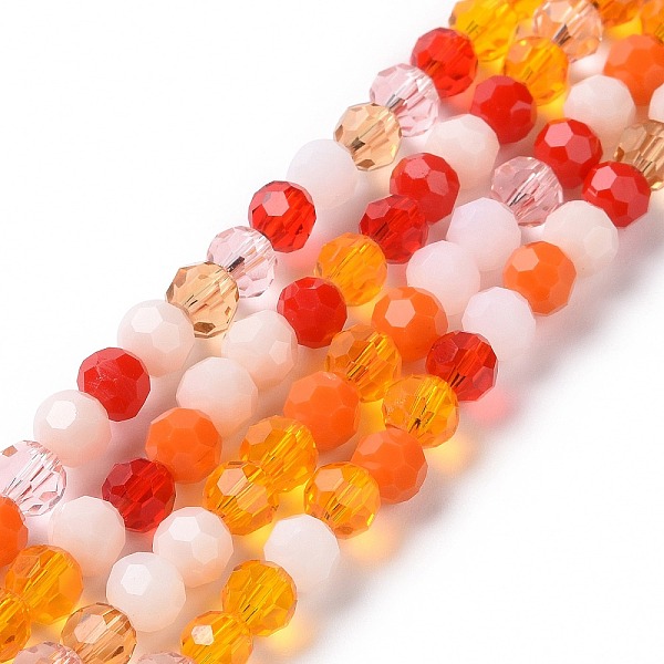 

PandaHall Glass Beads Strands, Faceted(32 Facets), Round, Dark Orange, 5.5mm, Hole: 1mm, about 95pcs/strand, 20.47''(52cm) Glass Round