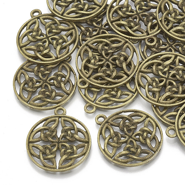 

PandaHall Tibetan Style Alloy Pendants, Flat Round with Trinity Knot/Triquetra, Irish, Antique Bronze, 31x27x2mm, Hole: 2mm Alloy Flat Round