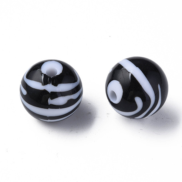 

PandaHall Opaque Striped Acrylic Beads, Round, Black, 19mm, Hole: 3mm, about 112pcs/500g Acrylic Round Black