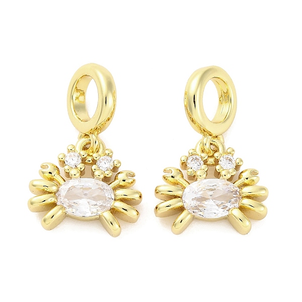 Charms pendenti europei in ottone con micro pavé di zirconi cubici