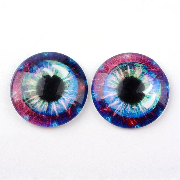 

PandaHall Glass Cabochons for DIY Projects, Half Round/Dome with Dragon Eye Pattern, Medium Orchid, 10x3.5mm Glass Half Round Purple