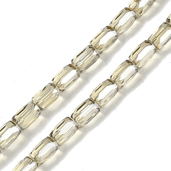 

PandaHall Electroplate Glass Beads Strands, Pearl Luster Plated, Faceted, Column, Beige, 6.5x4mm, Hole: 0.8mm, about 80pcs/strand, 20.08''..., Yellow