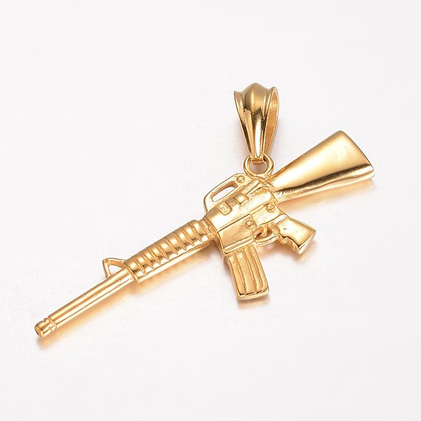 

PandaHall 304 Stainless Steel Big Pendants, Long-Gun, Golden, 22x72x5.5mm, Hole: 12x8mm 304 Stainless Steel Sports