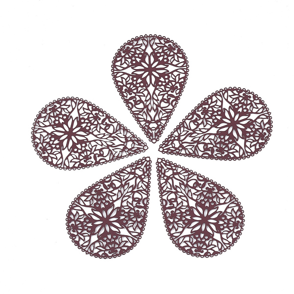 

PandaHall 430 Stainless Steel Filigree Pendants, Spray Painted, Etched Metal Embellishments, Teardrop with Flower, Dark Red, 40x26.5x0.5mm...