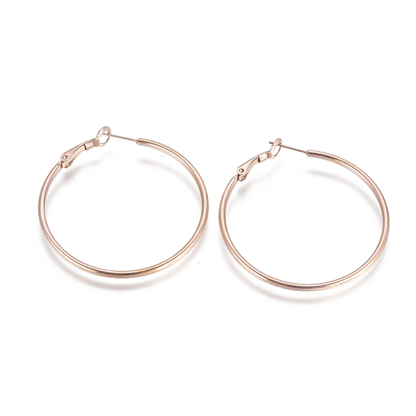 

PandaHall 304 Stainless Steel Big Hoop Earrings, Hypoallergenic Earrings, Ring Shape, Rose Gold, 13 Gauge, 47.5x45x1.8mm, Pin: 0.7mm 304...