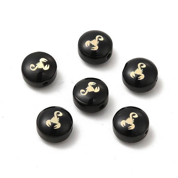 

PandaHall Glass Beads, Flat Round with Scorpion, Black, 7.5x5mm, Hole: 0.6~0.9mm Glass Flat Round Black