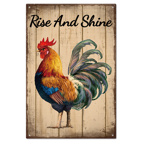 

PandaHall Vintage Metal Tin Sign, Iron Wall Decor for Bars, Restaurants, Cafe Pubs, Rectangle, Rooster, 300x200x0.5mm Iron Rooster