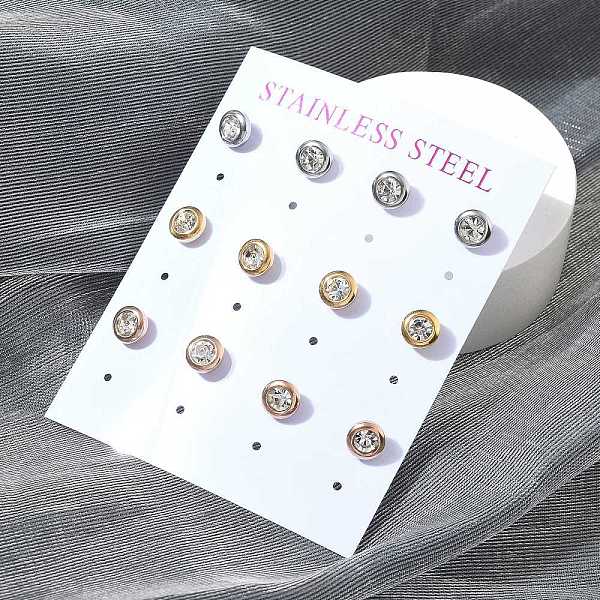 Boucles d'oreilles rondes plates en acier inoxydable 304 avec placage ionique (IP)