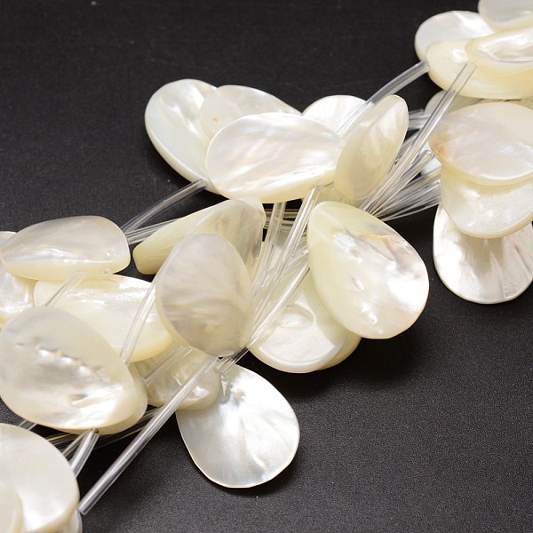 

PandaHall Natural Trochid Shell/Trochus Shell Beads Strands, Top Drilled Beads, Teardrop, Creamy White, 25x18x3~5mm, Hole: 1mm, about...