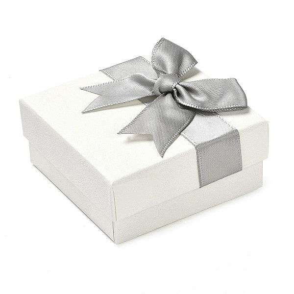 

PandaHall Square Cardboard Jewelry Set Box, with Polyester Bowknot Lid, Jewelry Storage Case with Velvet Sponge Inside, for Necklaces...