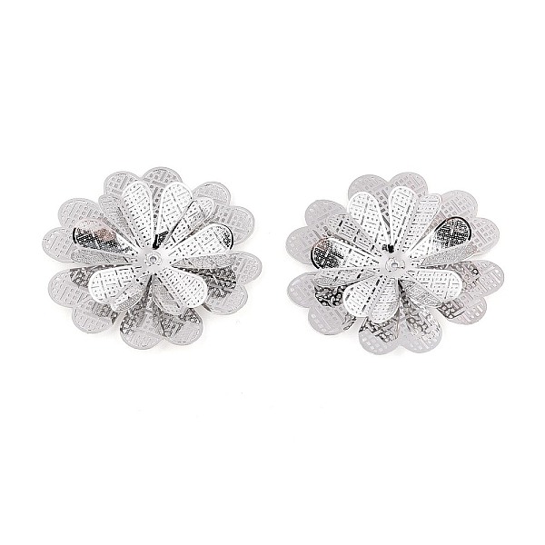 Brass Bead Caps, Flower, Platinum, 39.5-40x41-41.5x6mm, Hole: 0.9-1mm
