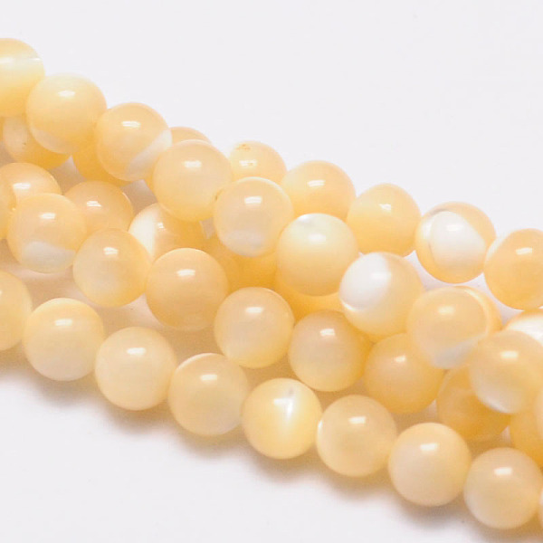 

PandaHall Natural Sea Shell Round Bead Strands, 4mm, Hole: 1mm, about 108pcs/strand, 15.5 inch Other Sea Shell Round