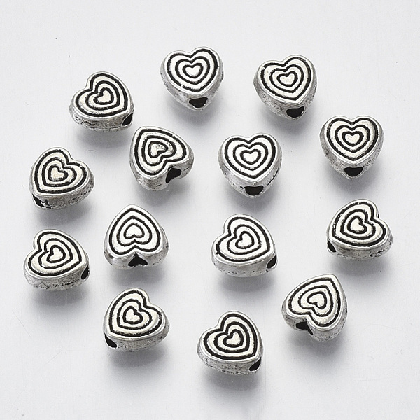 

PandaHall Tibetan Style Alloy Beads, Heart, Cadmium Free & Lead Free, Antique Silver, 6x6x3mm, Hole: 1.6mm Alloy Heart