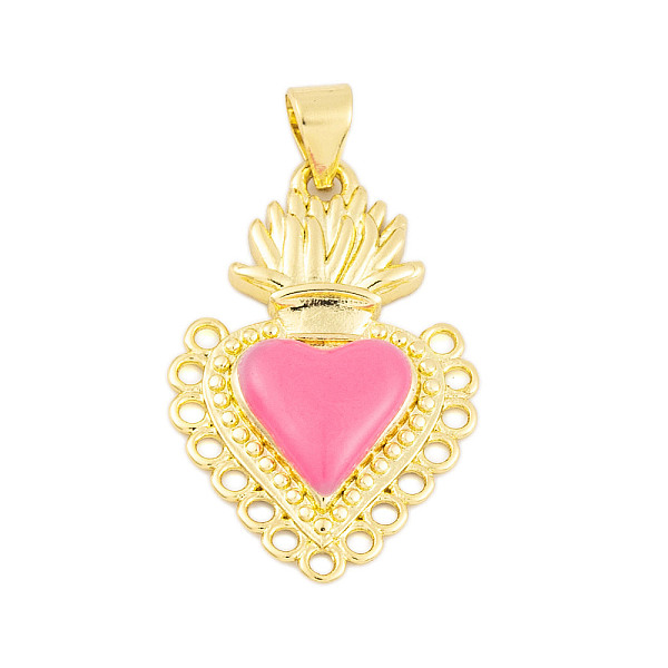 

PandaHall Rack Plating Brass Enamel Pendants, Cadmium Free & Lead Free, Long-Lasting Plated, Real 18K Gold Plated, Sacred Heart Charm, Hot...