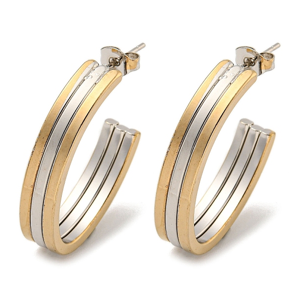 

PandaHall Letter C 202 Stainless Steel Multi Layered Stud Earrings, with 304 Stainless Steel Pins for Women, Golden & Stainless Steel Color...
