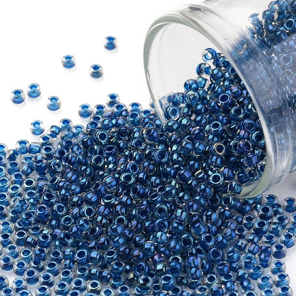 

PandaHall TOHO Round Seed Beads, Japanese Seed Beads, (193) Inside Color Luster Crystal/Dark Capri Lined, 11/0, 2.2mm, Hole: 0.8mm, about...