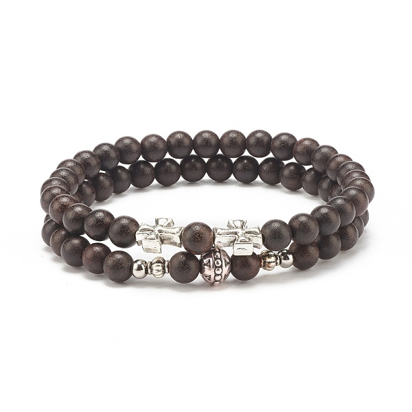 

PandaHall Ebony Wood Beaded Stretch Bracelet Sets, Cross Alloy Stackable Bracelets for Women or Men, Black, Inner Diameter: 2-1/4 inch...
