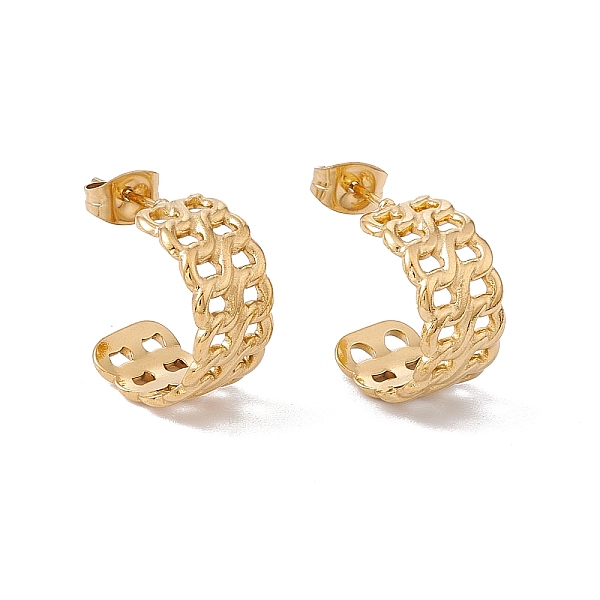 

PandaHall Ion Plating(IP) 304 Stainless Steel Curb Chains Wrap Stud Earrings, Half Hoop Earrings for Women, Golden, 16x8.5mm, Pin: 0.7mm 304...