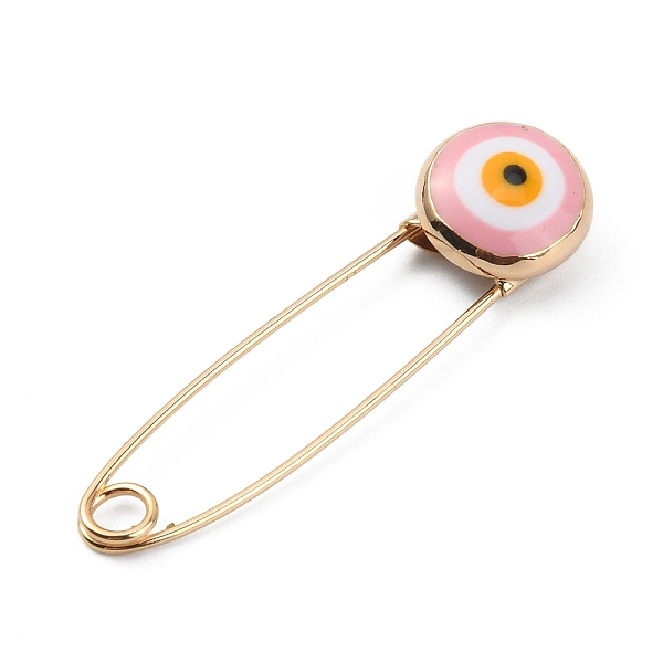 

PandaHall Alloy & Glass Safety Pins, Evil Eye, Pink, 37.5x10x5.5mm Alloy Pink
