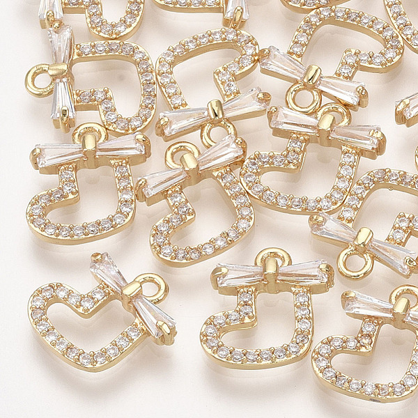 

PandaHall Brass Cubic Zirconia Charms, Christmas Sock, Clear, Real 18K Gold Plated, 11x10x3mm, Hole: 1mm Brass+Cubic Zirconia Christmas...