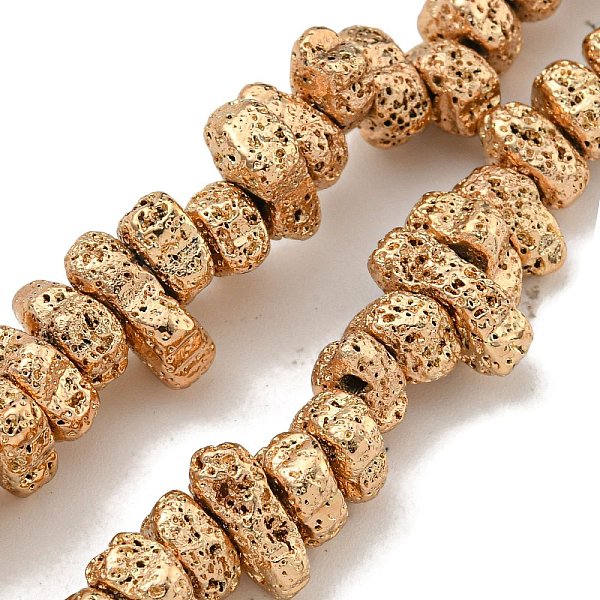 

PandaHall Electroplated Natural Lava Rock Beads Strands, Chip, Light Gold Plated, 3~4x6~11x4~6mm, Hole: 1mm, about 107~111pcs/strand...