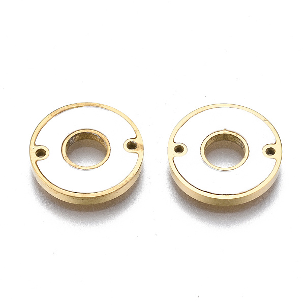 

PandaHall 304 Stainless Steel Links Connectors, with Shell, Flat Round, Seashell Color, Real 14K Gold Plated, 12x1.5mm, Hole: 0.9mm 304...