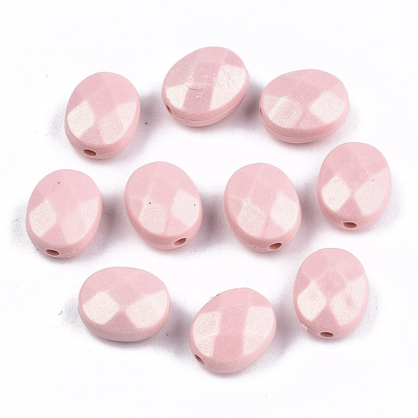 

PandaHall Spray Painted Acrylic Beads, Rubberized Style, Faceted, Oval, Salmon, 10.5x8.5x5.5mm, Hole: 1.5mm, about 1433pcs/405g Acrylic Oval..., Red