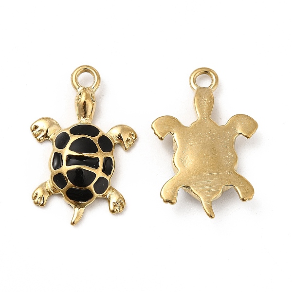 

PandaHall Vacuum Plating 201 Stainless Steel Enamel Pendants, Real 18K Gold Plated, Tortoise Charm, Black, 22x14x3.5mm, Hole: 2mm Stainless...
