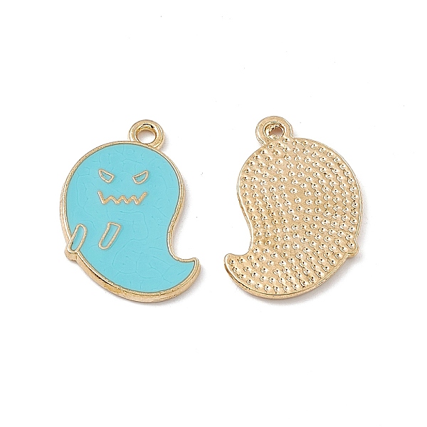 

PandaHall Alloy Pendant, with Enamel, Ghost Charm, Golden, Dark Turquoise, 22x14x1.5mm, Hole: 1.8mm Alloy+Enamel Ghost