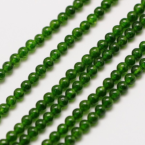 

PandaHall Natural Taiwan Jade Round Beads Strands, Dyed, 2.5mm, Hole: 0.8mm, about 150pcs/strand, 15.3 inch TaiWan Jade Round