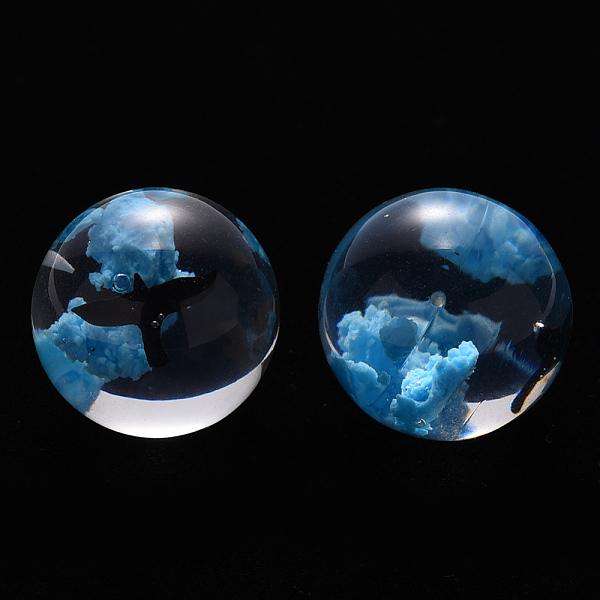 

PandaHall Transparent Epoxy Resin Beads, with Plastic Seagull Inside, Half Drilled, Round, Deep Sky Blue, 20mm, Hole: 1mm Resin Round Blue