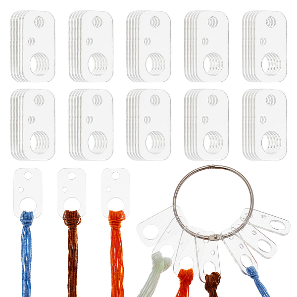 

PandaHall 50Pcs Acrylic Bobbins, Cross Stitch Thread Bobbins, Rectangle, with 1Pc Iron Loose Leaf Book Binder Hinged Rings, Clear, Bobbin...