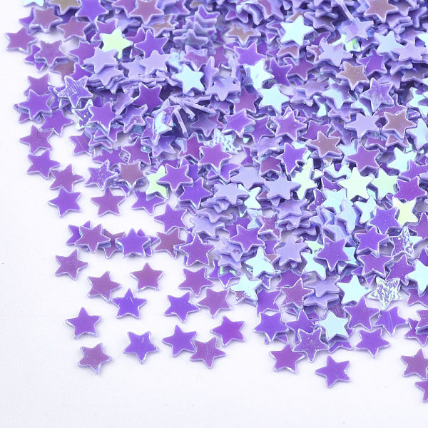 

PandaHall Shining Nail Art Glitter, Manicure Sequins, DIY Sparkly Paillette Tips Nail, Star, Lilac, 2.5x2.5x0.3mm Plastic Star Purple