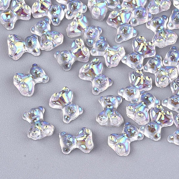 

PandaHall Transparent Resin Cabochons, AB Color Plated, Bear, Clear AB, 7x6x3mm Resin Bear White